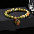 Natural stone love pendant bracelet for women with geometric heart, available in multiple stone types and 8mm or 10mm beads.