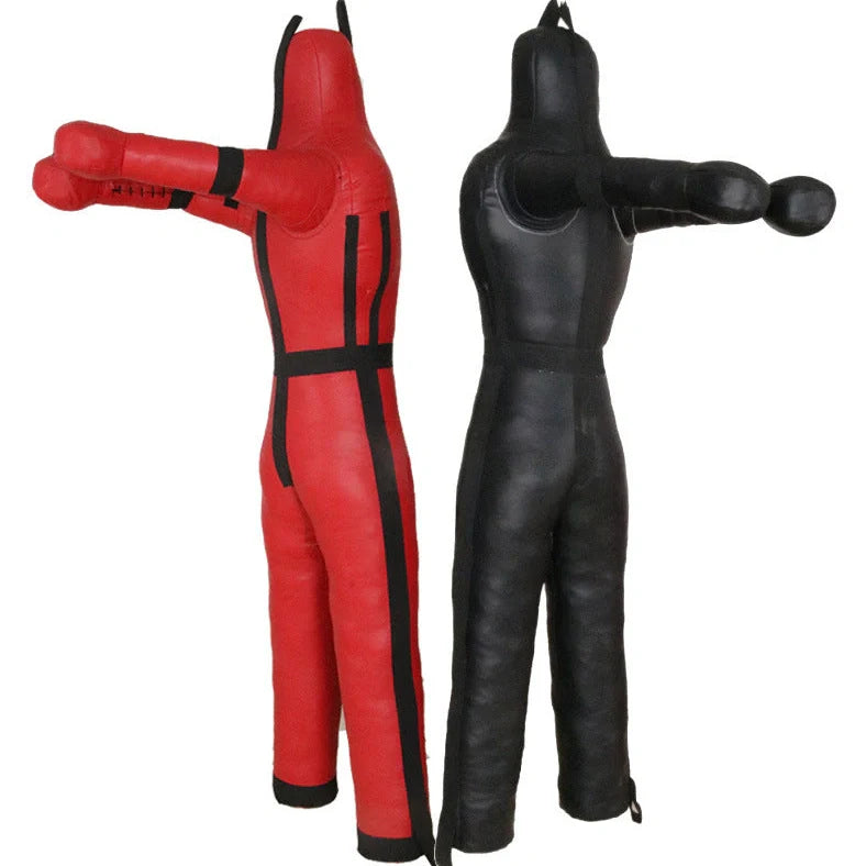 Black humanoid punching bag with explosion-proof space leather for martial arts training