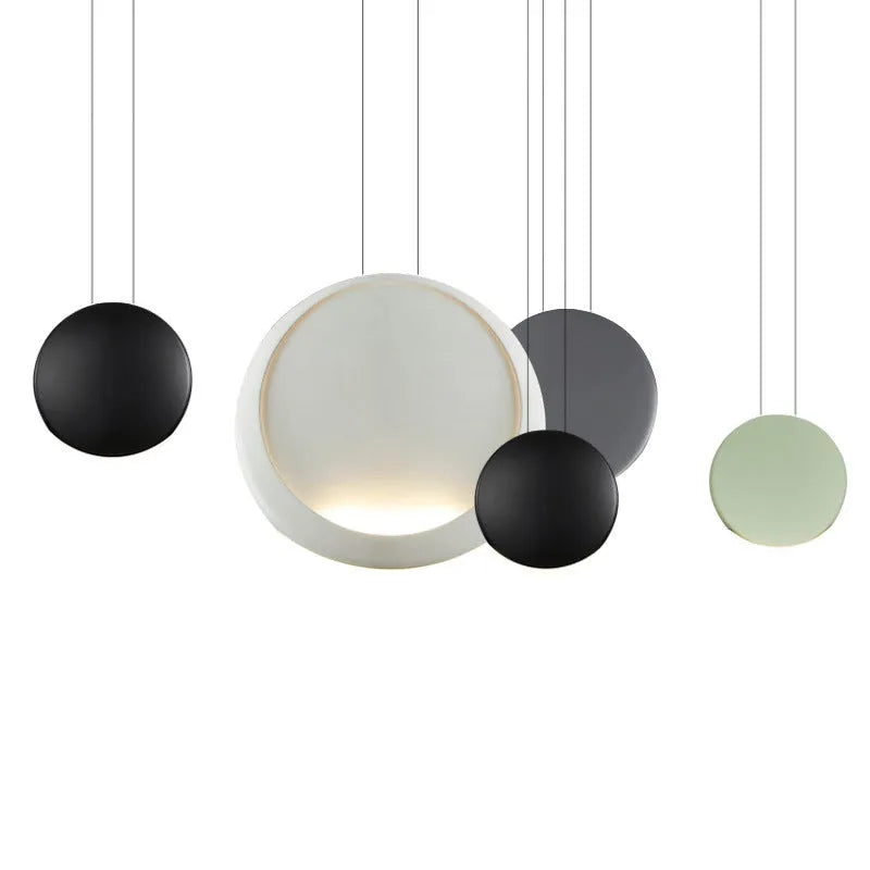 Round resin cosmos chandelier ceiling light with adjustable chain, shown at 48cm diameter.