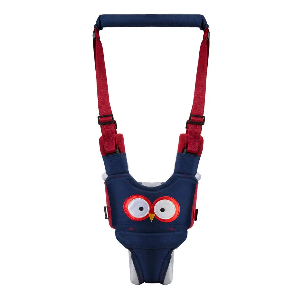 Hands-free baby walking harness in various colors, designed to support and guide toddlers during the early walking stages