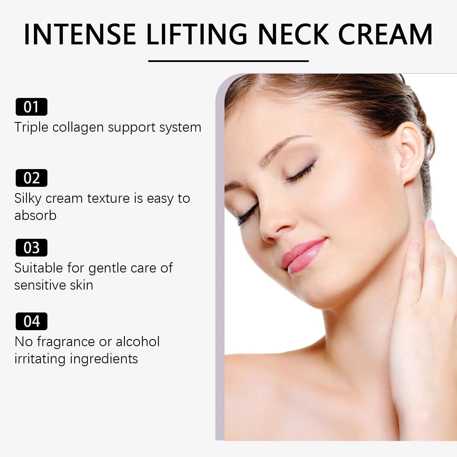 50g jar of tightening neck cream with hydrolyzed collagen and sodium hyaluronate