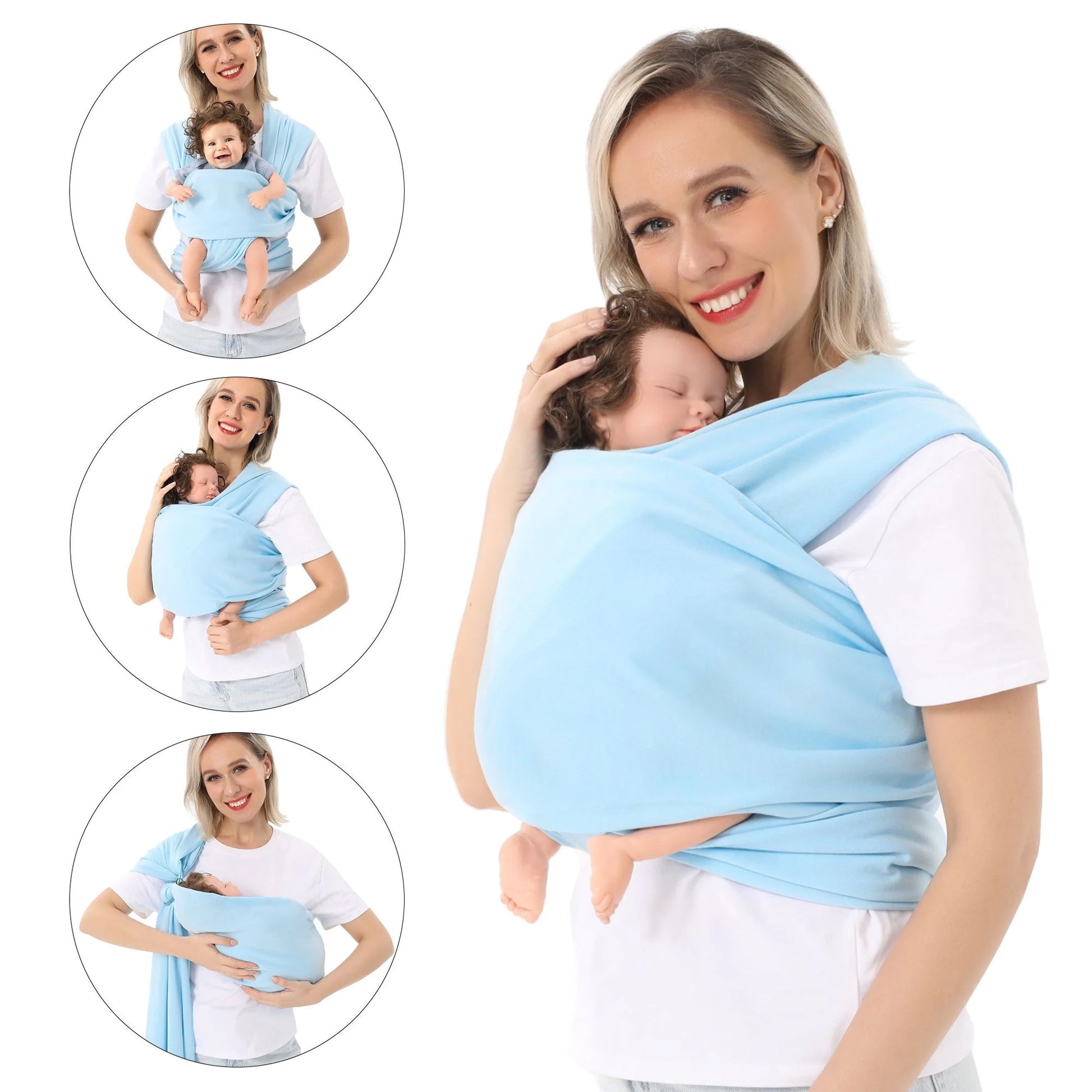 Multi-functional baby carrier wrap scarf in various colors for secure and comfortable baby carrying