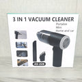 AS-228 Black handheld car cleaner with transparent cover, rechargeable battery, and USB charging cable