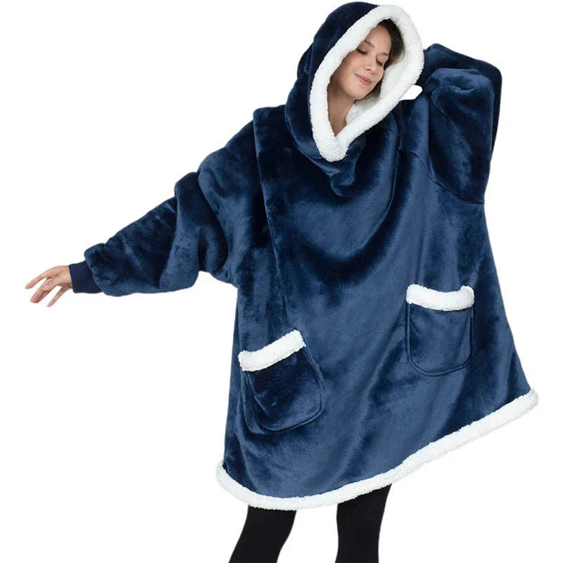 Cozy TV Hoodie Blanket in Variety of Colors - Plush Polyester Pullover with Front Pockets for Relaxation and Comfort