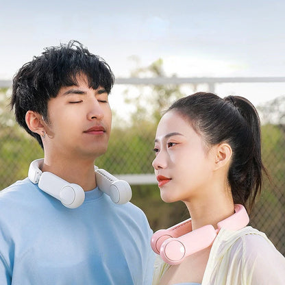 Portable neck fan with USB rechargeable battery and adjustable 3-speed settings