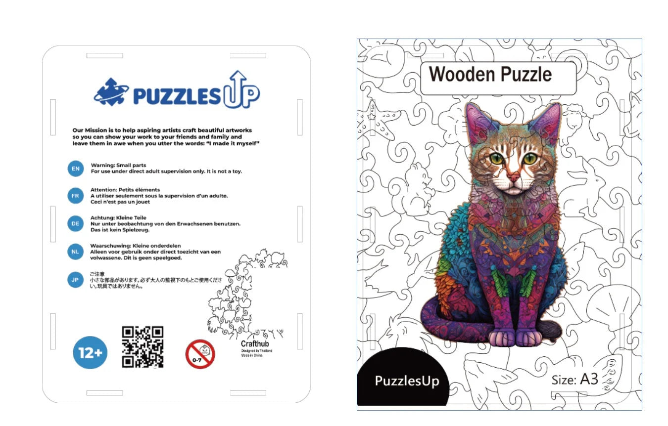 PuzzlesUp Round And Rectangle Wooden Box - Handcrafted Storage Solution