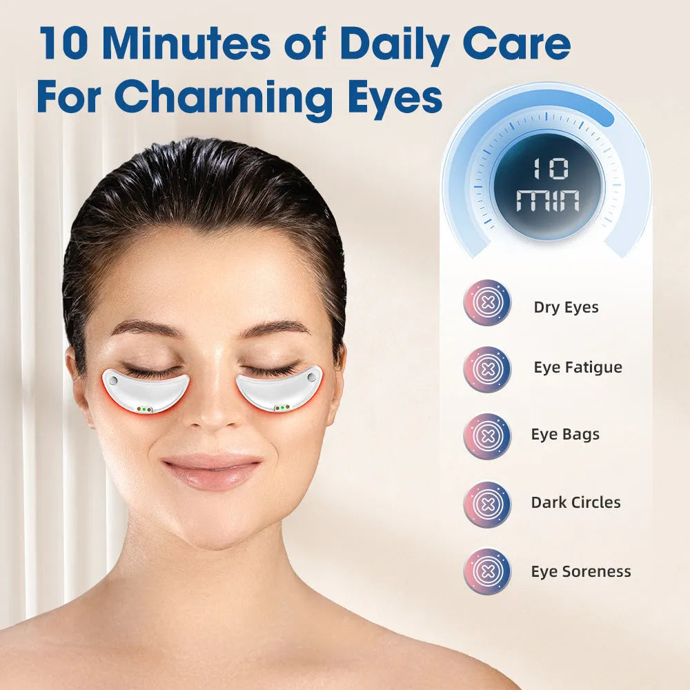 White wireless red light eye and facial beautification instrument with EMS massage function.