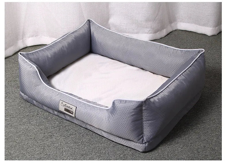 Dark grey removable non-stick pet bed for dogs and cats, side view