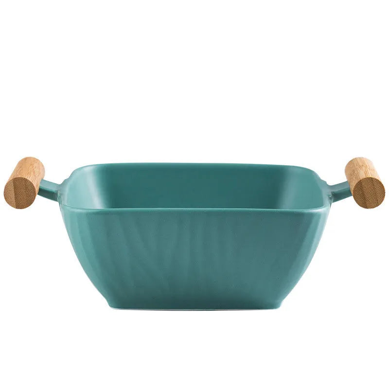 Creative irregular-shaped porcelain bowl with lid in choice of four colours