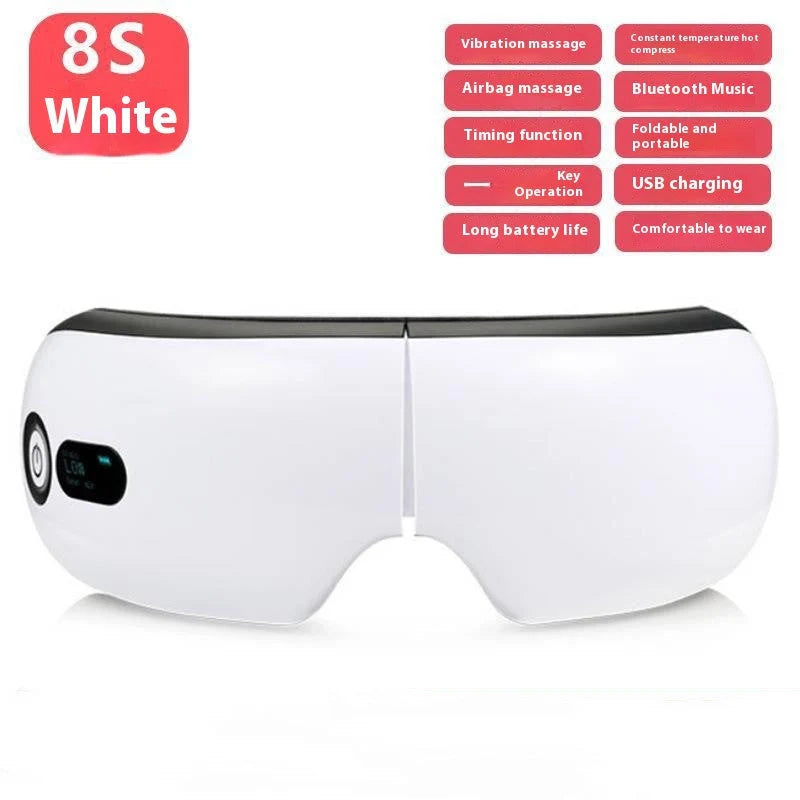 Bluetooth Music Smart Eye Protector with Hot Pack and Vibration Massage in white, pink, and black