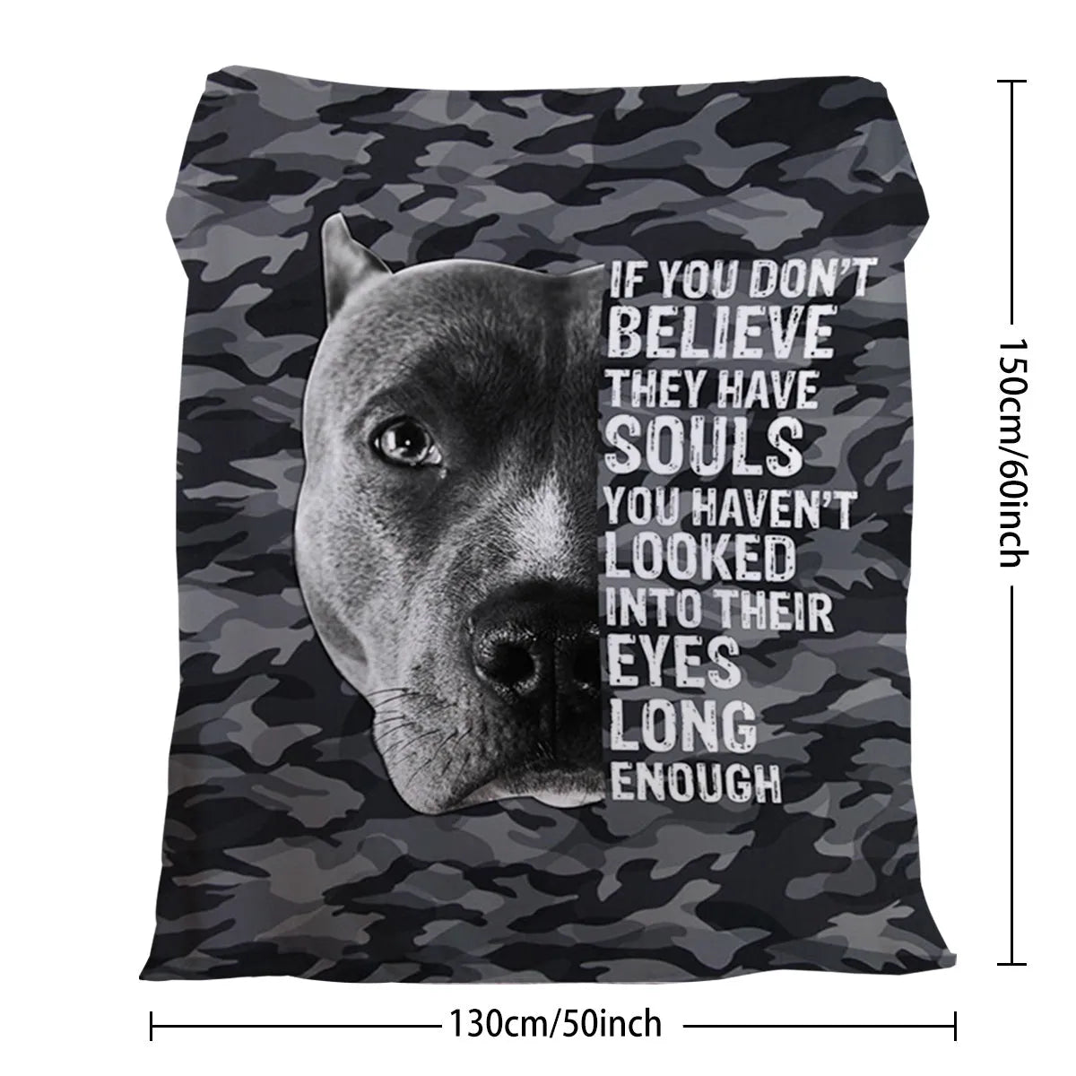 Flannel black background dog pet theme soft printed blanket folded on a sofa