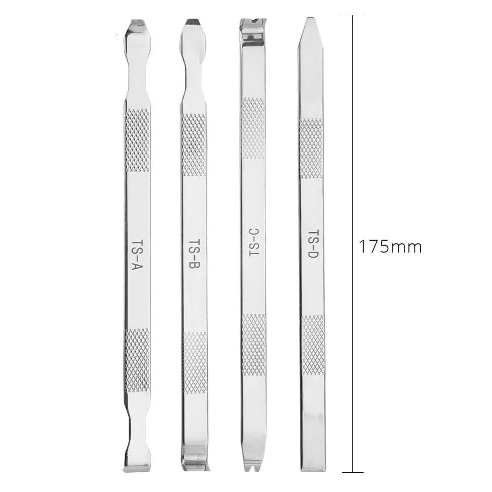Mobile phone repair fixture clamp with adjustable grip and included crowbar tool