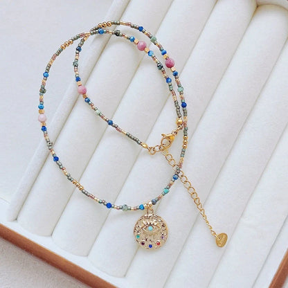 Geometric Maillard colour necklace for women with titanium steel chain and unique pendant options