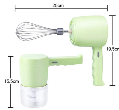 Versatile 2-in-1 Electric Hand Mixer with Whisk and Food Processor Attachments for Blending, Whisking, and Chopping