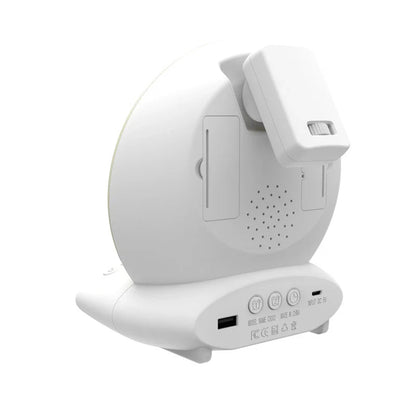 White wake-up light alarm clock with sunrise simulation and FM radio features