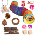 Wooden pet toy set for rabbits, guinea pigs, and parrots with various chew items