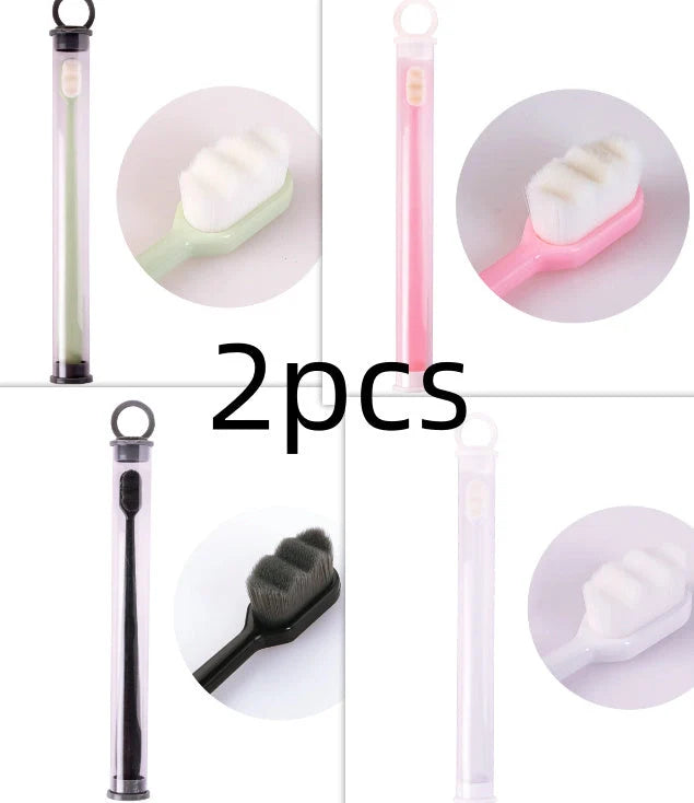 Ultra-fine nylon toothbrush with super soft 2.3cm bristles for sensitive gums