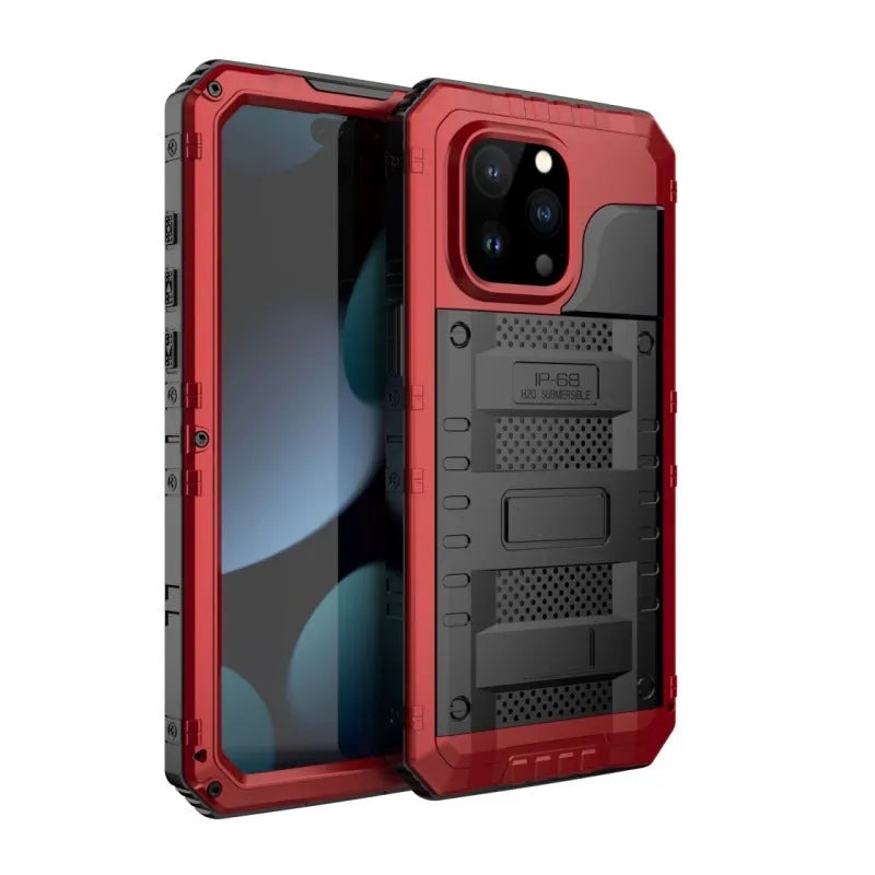 Outdoor sports metal phone case for iPhone 15, two-in-one design, alloy frame, black colour