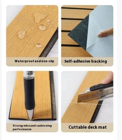 Yacht teak edge strip deck pad floor in EVA foam, 240cm long, light gray black colour option