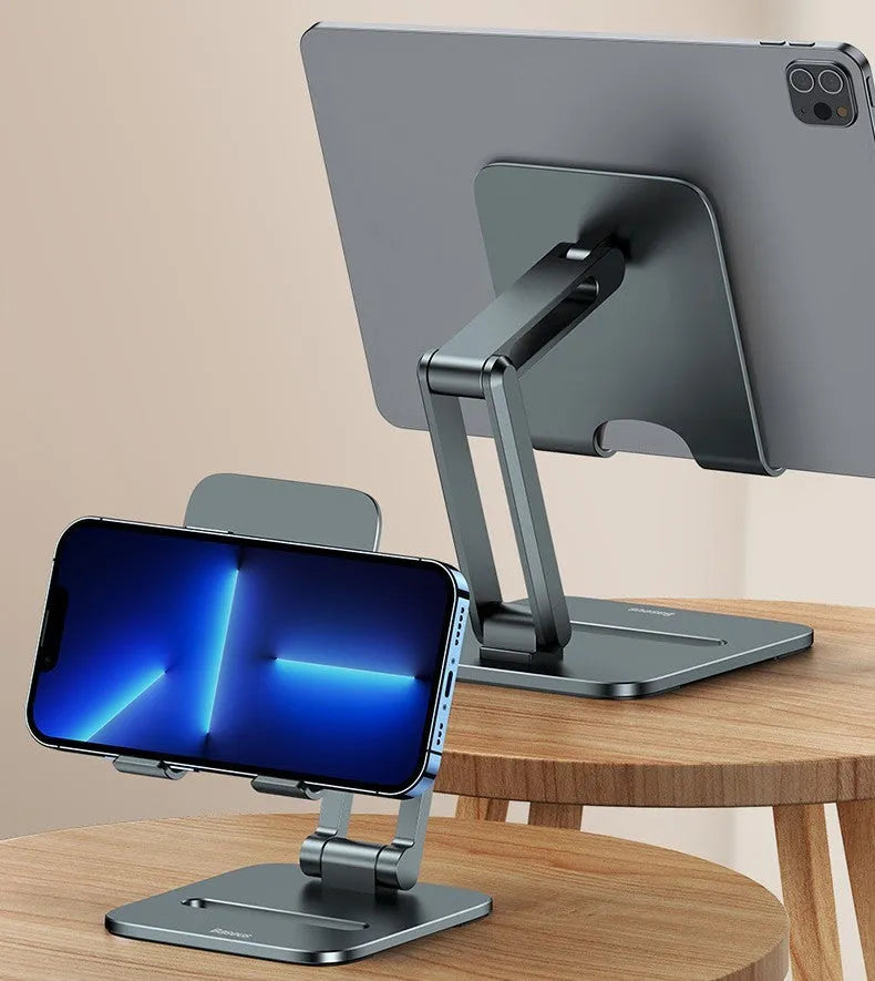 Deep space grey aluminium folding stand for tablets and mobile phones