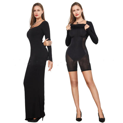 Double-layer modal dress in various colours, featuring waist support and hip lifting for a flattering fit