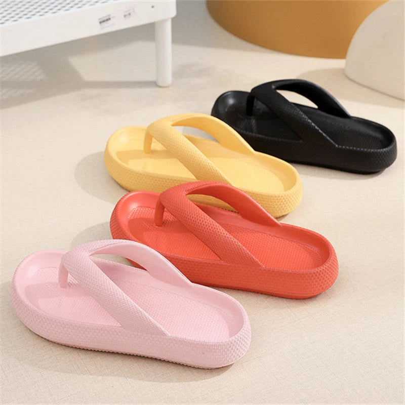 Women's EVA non-slip clip toe slippers with thick sole in various colours