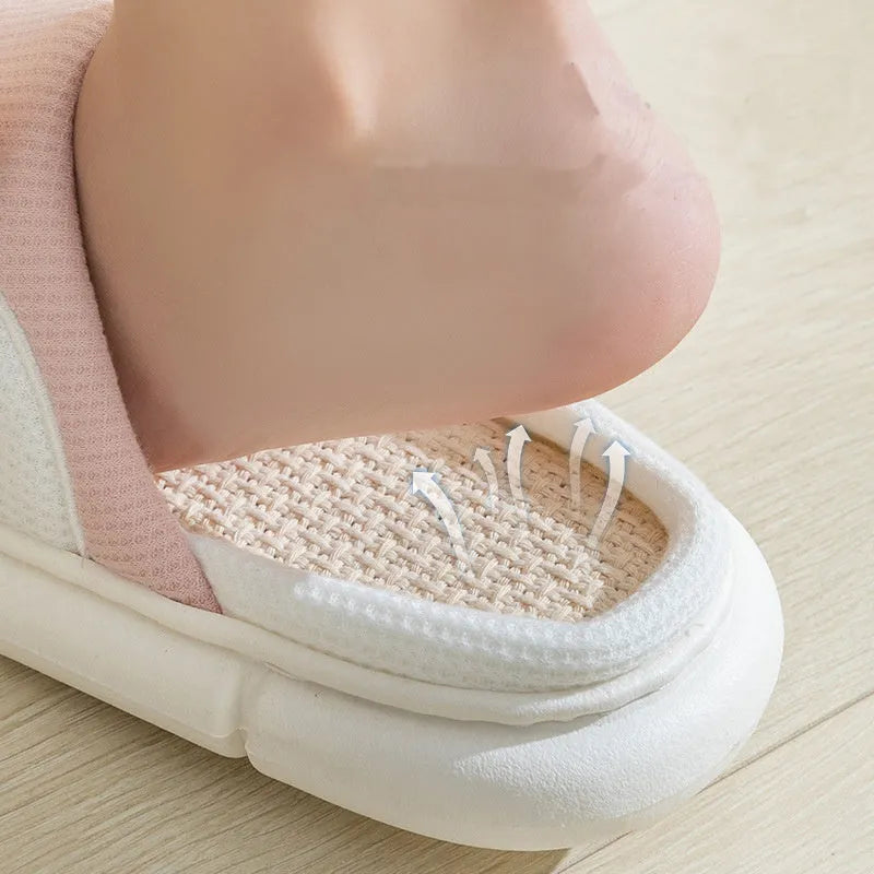 Cute rabbit slippers flip-flops for women and couples with stereoscopic rabbit design, fabric upper, PVC sole, in pink colour