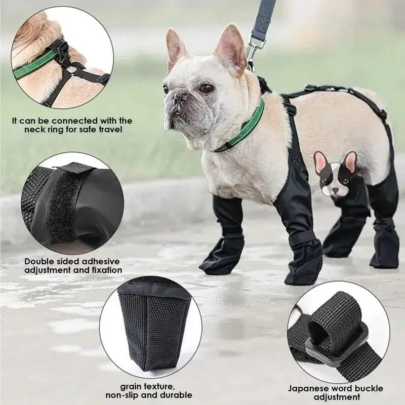 Adjustable waterproof dog boots with anti-slip sole for outdoor protection