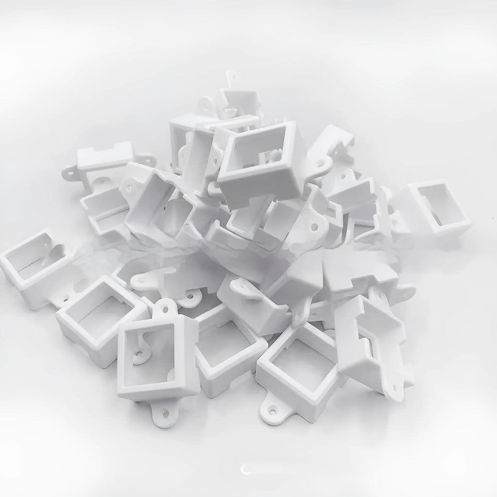 White plastic LED light protective cover with fixed bracket, dimensions 1.7cm by 6cm
