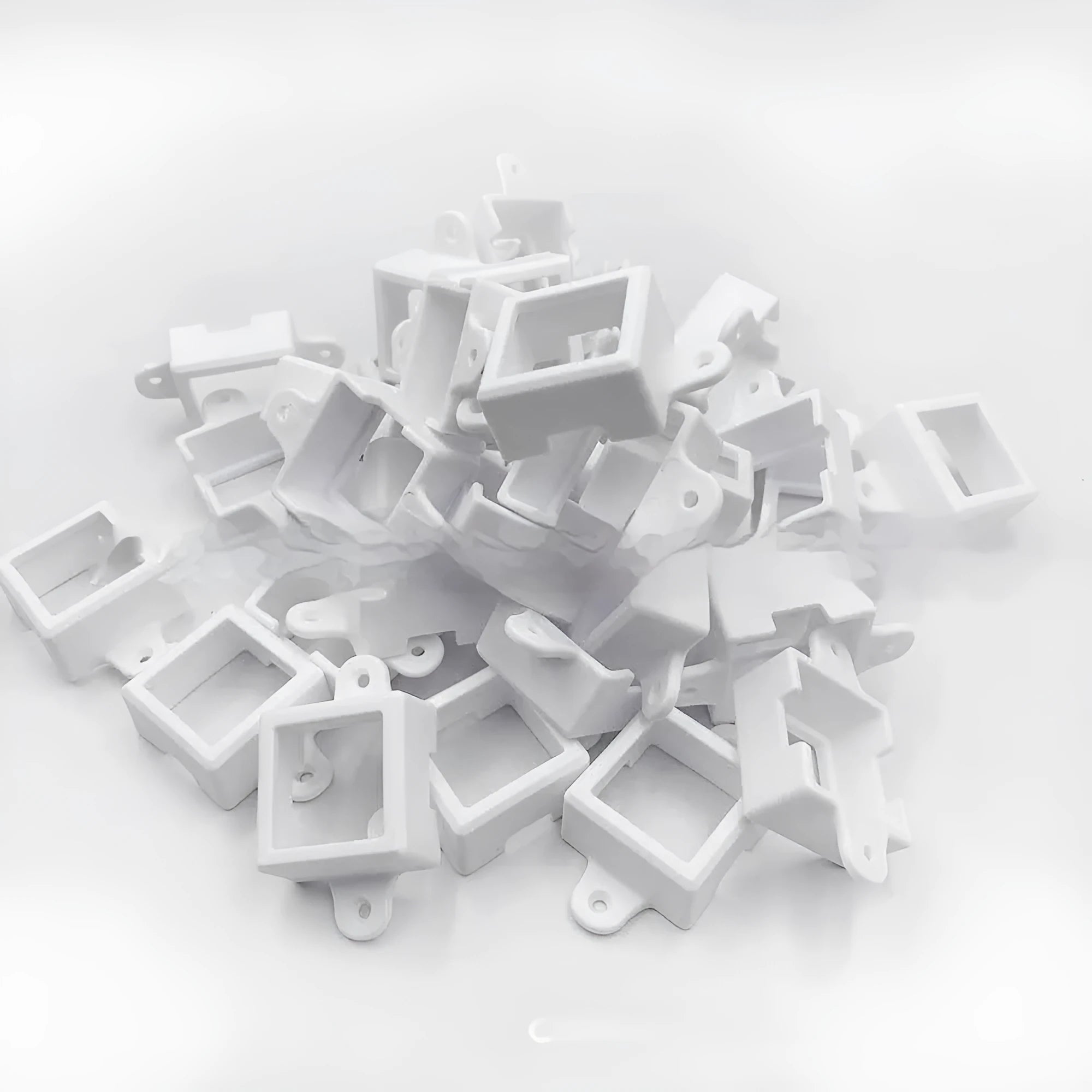 White plastic LED light protective cover with fixed bracket, dimensions 1.7cm by 6cm