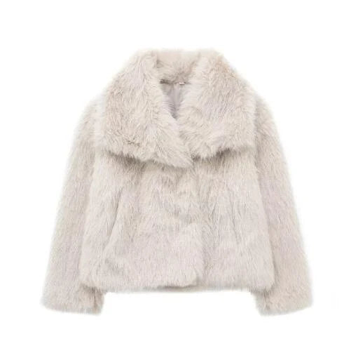 Cozy plush winter coat for women, available in a range of stylish colors