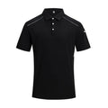 Man wearing a classic black short sleeve ice feeling quick-dry t-shirt for summer work.