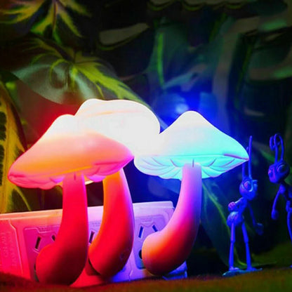 Mushroom-shaped LED night light with automatic sensor in various colours