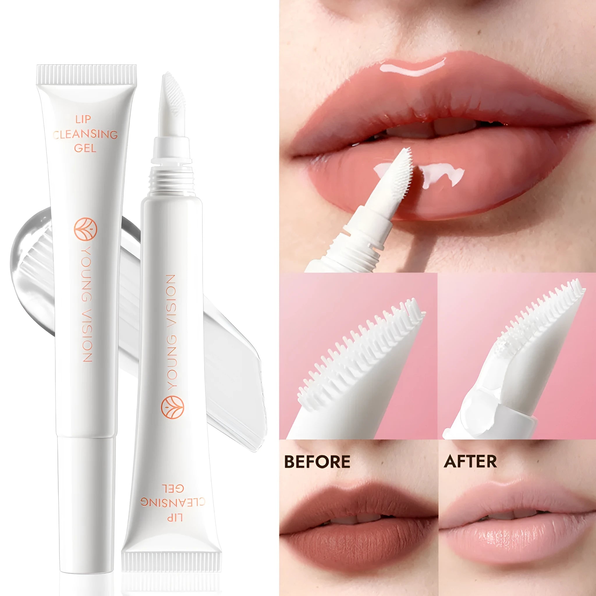 Three-in-one lip makeup remover gel in standard bottle for gentle waterproof makeup removal
