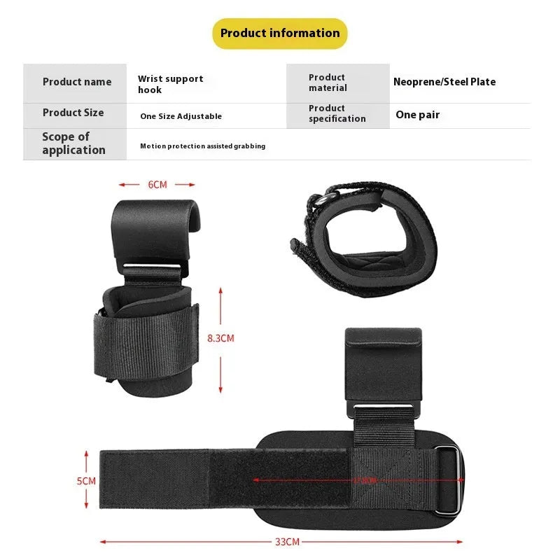 Black fitness wrist brace for pull-up training and horizontal bar exercises
