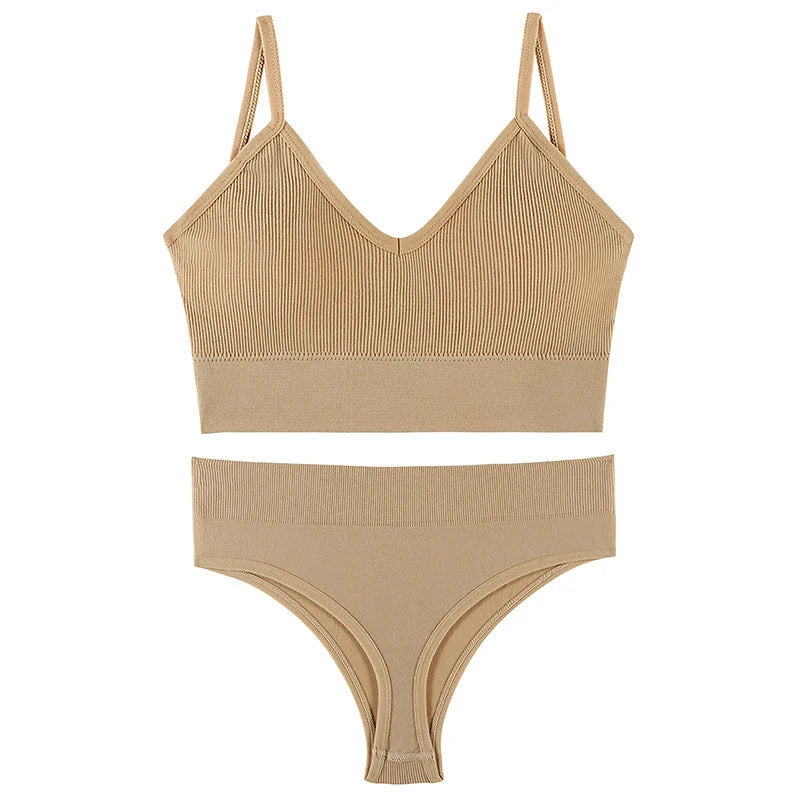 Women's Wireless Push-up Bra Set with French Triangle Cup in multiple colours