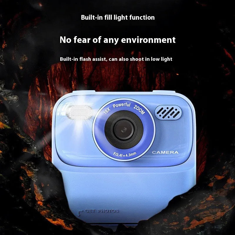Multi-colour plastic digital camera for students with printing paper rolls and memory card in blue