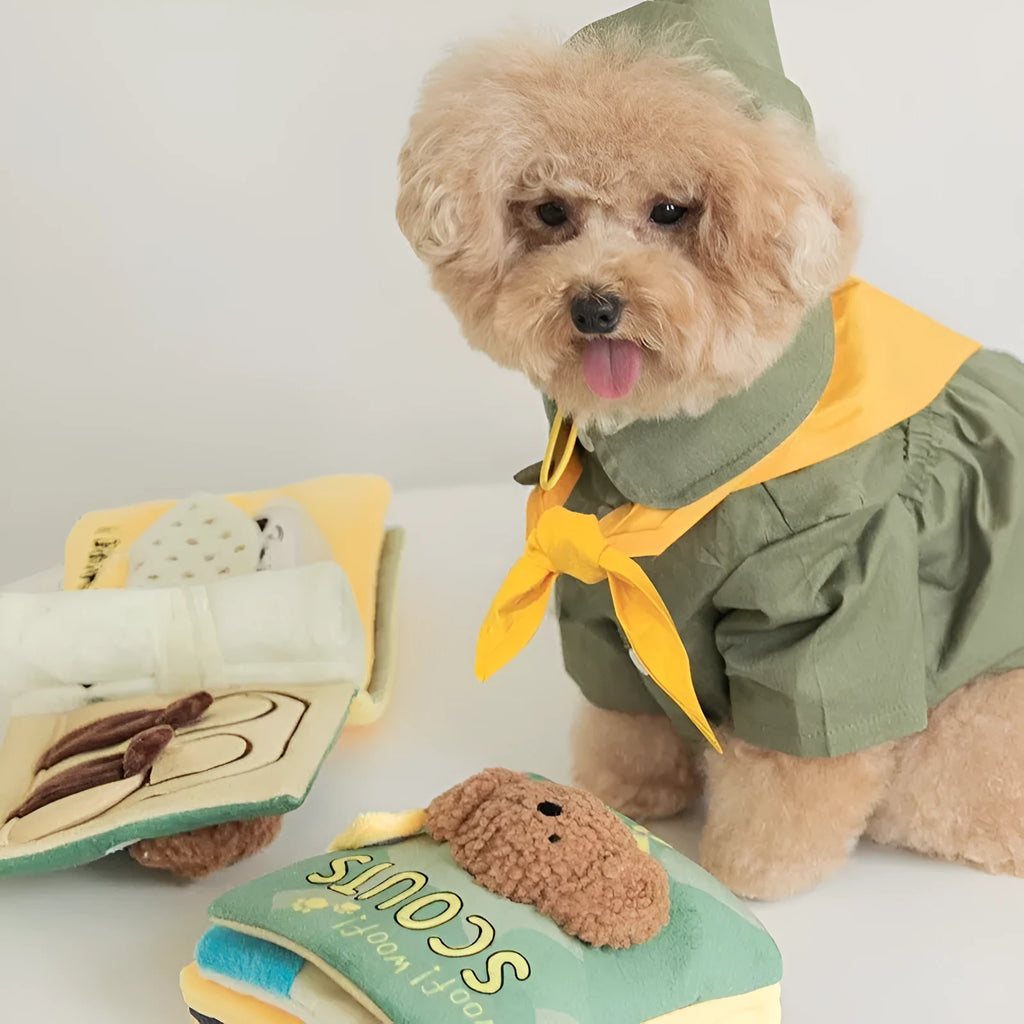 Cloth sniffing book puzzle toy for dogs and cats in green and orange models