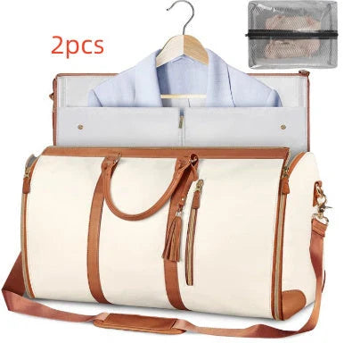 Spacious Travel Duffle Bag: Versatile Women's Handbag with Foldable Suit Compartment and Waterproof Design