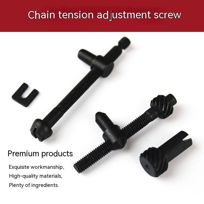 Chainsaw chain tension adjustment accessories kit showing nylon thread spools in multiple diameters