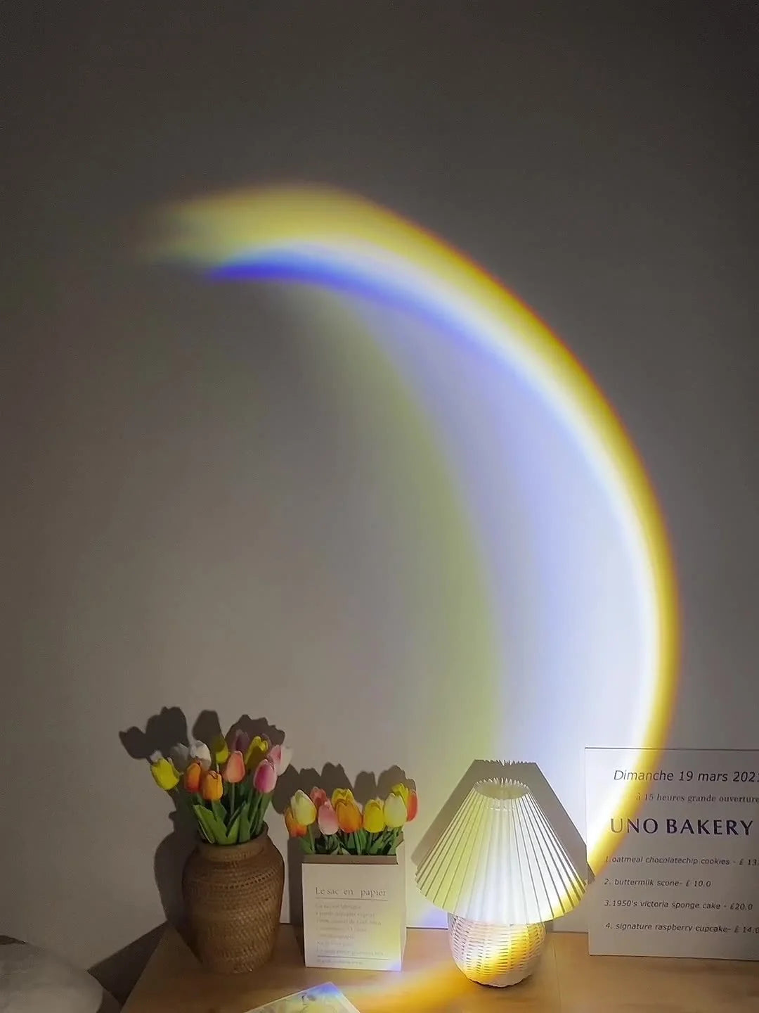 INS USB Moon Lamp LED Rainbow Neon Night Light Projector for home decor