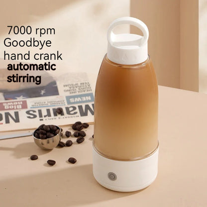 Automatic electric shaker bottle in cream white, peach pink, and new branch green with USB charging