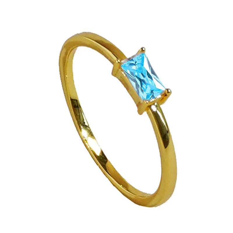 Sapphire blue zircon geometric bracelet ring for women with copper base and oval and heart shaped stones
