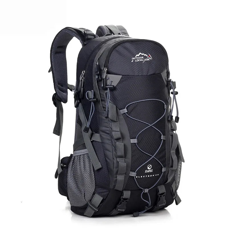 Green polyester outdoor sports backpack with 20-35 litre capacity for hiking and running.