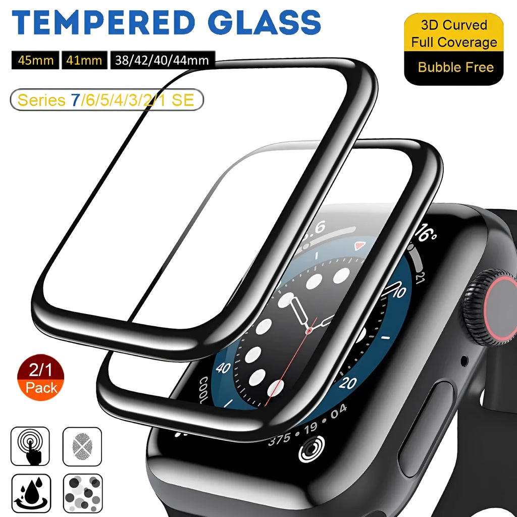 PMMA curved full screen protective film for Apple Watch in transparent black, multiple sizes available