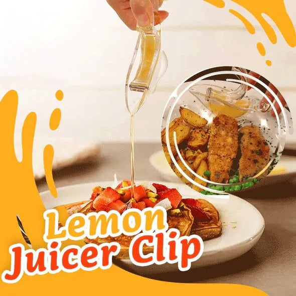 Transparent acrylic manual lemon juicer in the shape of a bird on a kitchen counter.