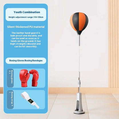 Vertical boxing target with adjustable height mechanism and PU striking surface for home training