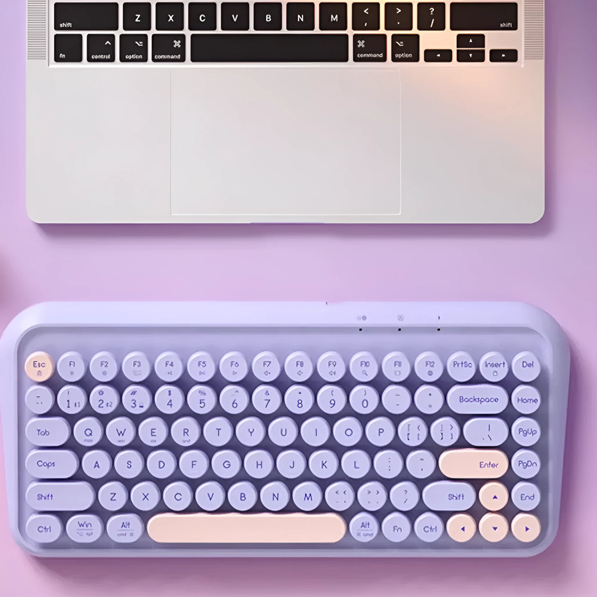 Three-mode wireless Bluetooth keyboard and mouse set in Star Twilight Violet, ABS silicone construction