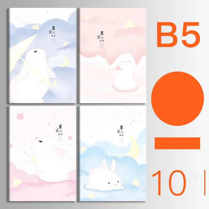 Set of 10 thread-bound A5 notebooks with kraft paper covers showing bear and sakura designs