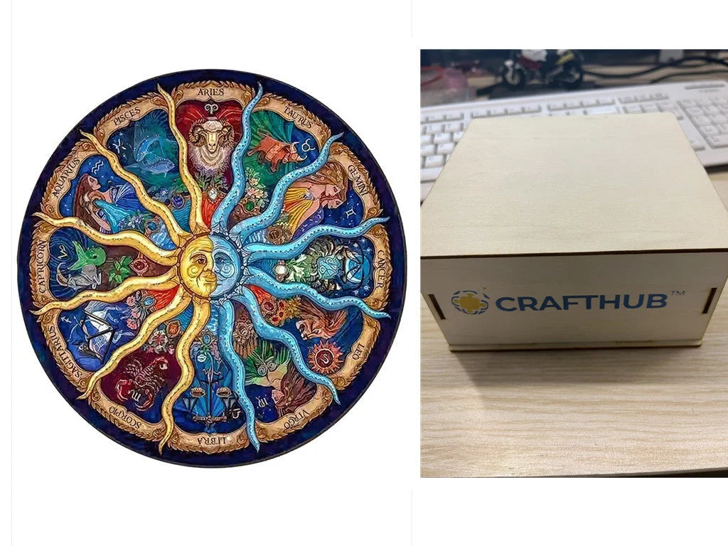 Animal Puzzle Craft Hub A3 Size Wooden Box for puzzle storage and display